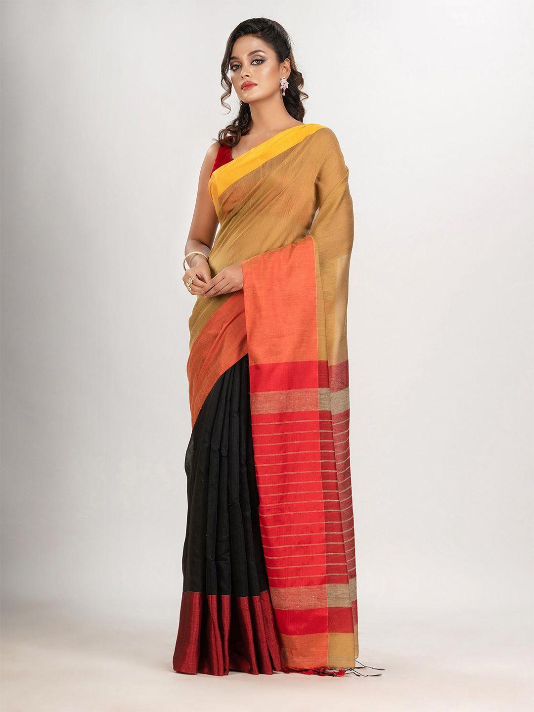 angoshobha beige woven design handloom saree