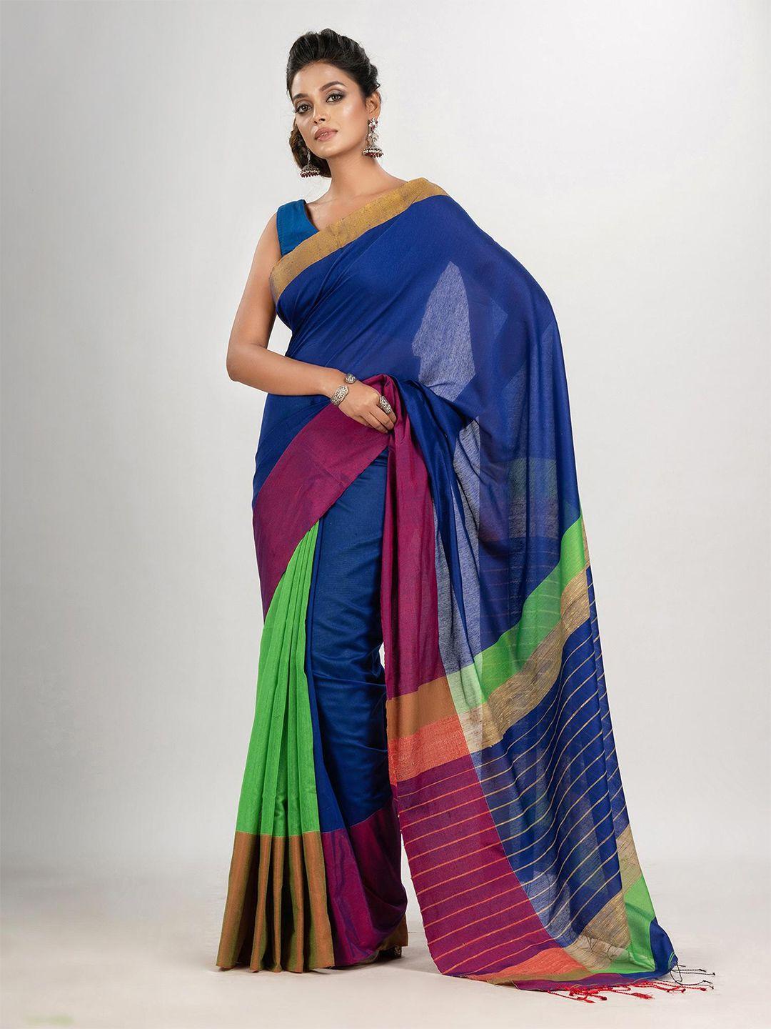 angoshobha blue woven design handloom saree