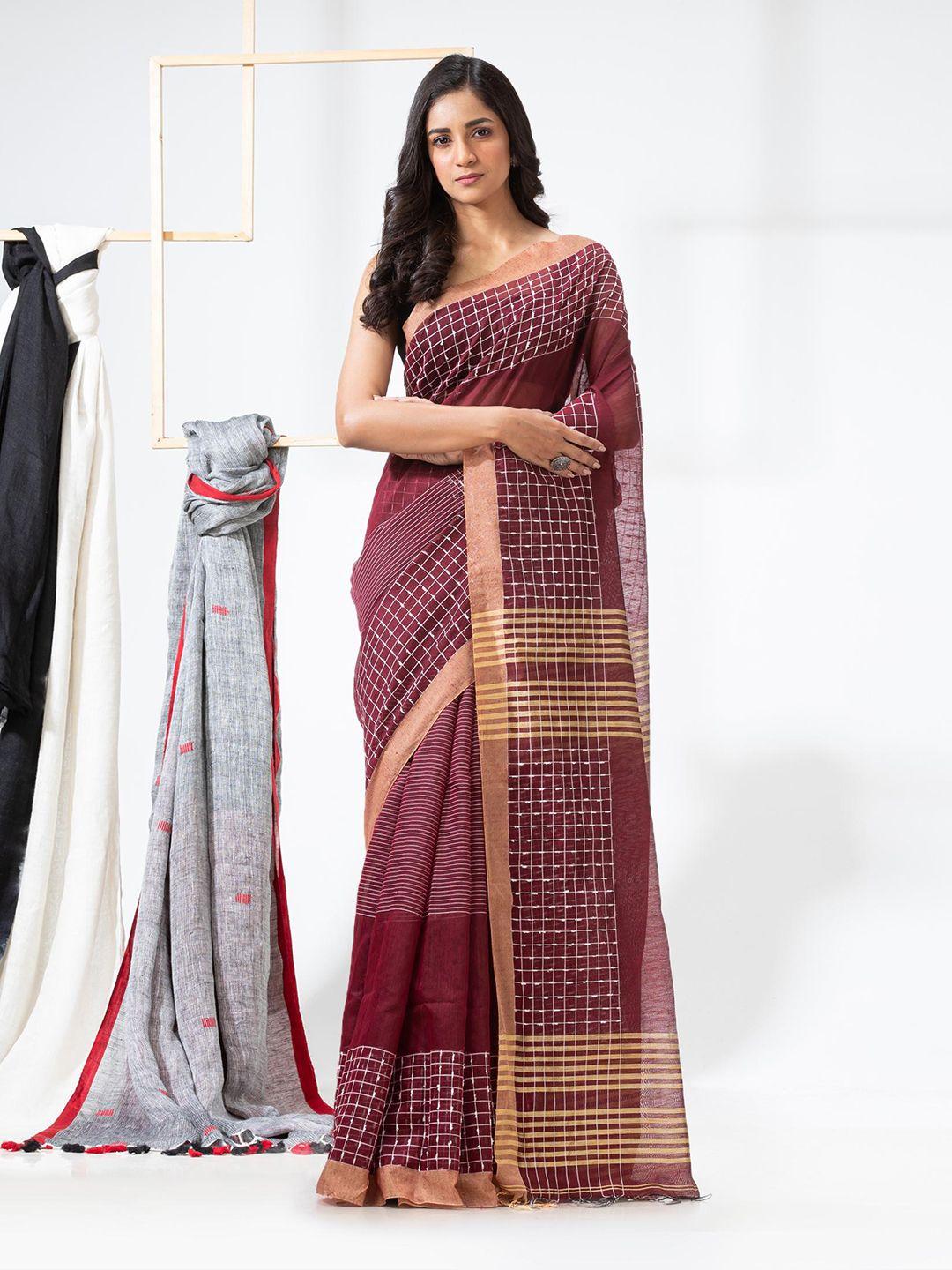 angoshobha checked silk cotton saree