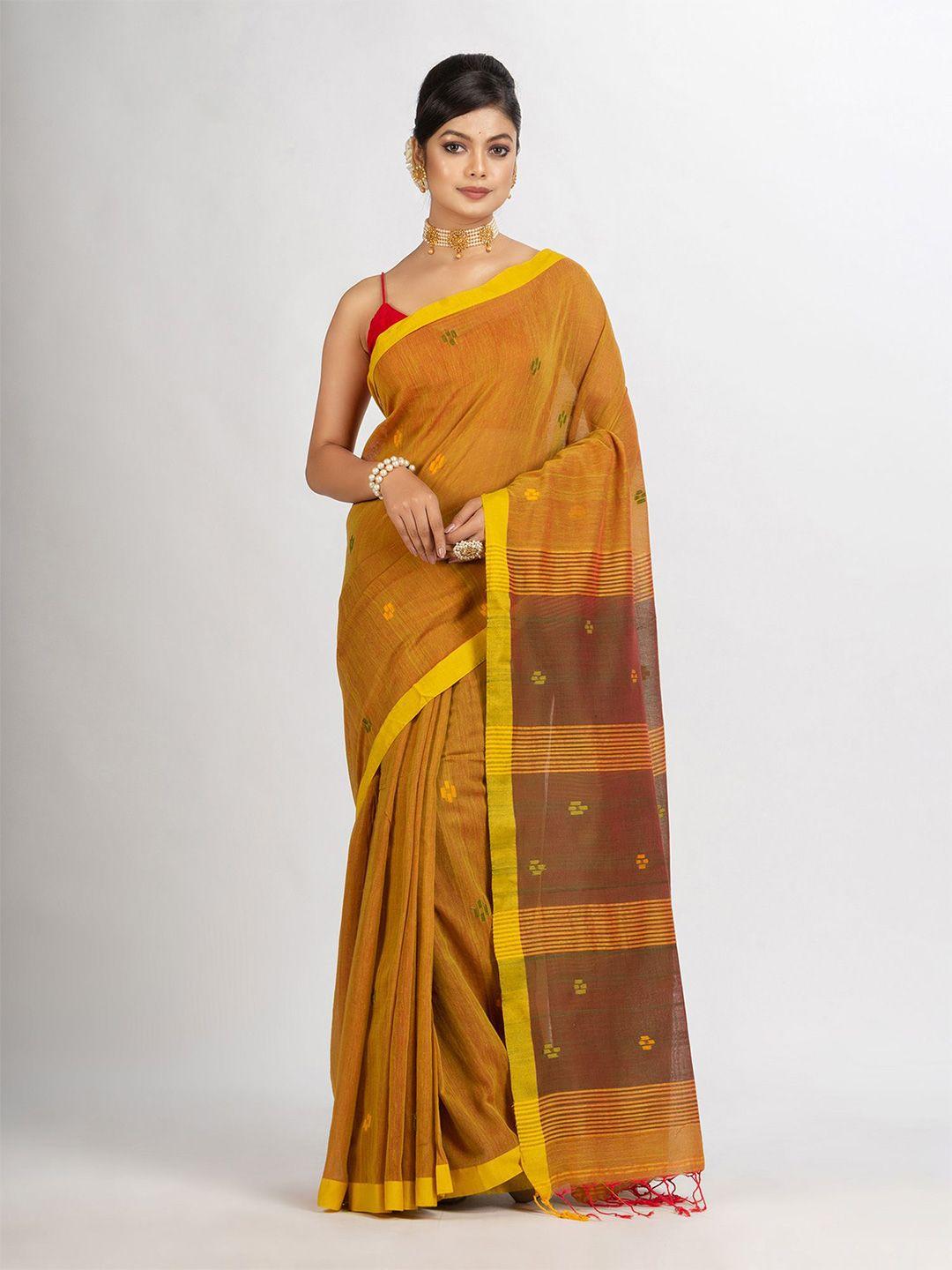 angoshobha ethnic motif woven design pure cotton jamdani saree