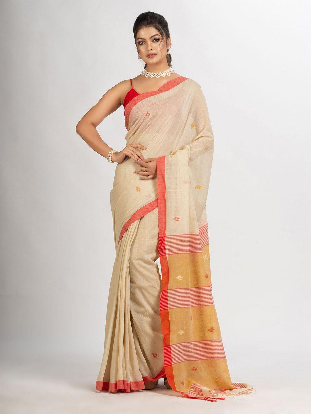 angoshobha ethnic motif woven design pure cotton zari saree