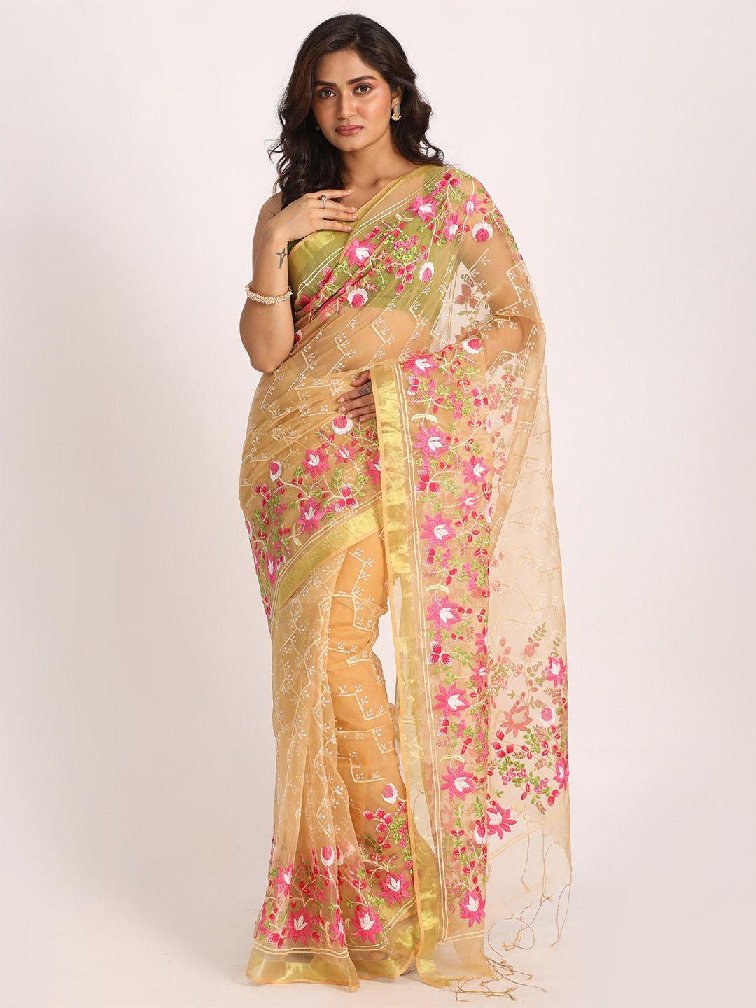 angoshobha ethnic motifs embroidered art silk saree