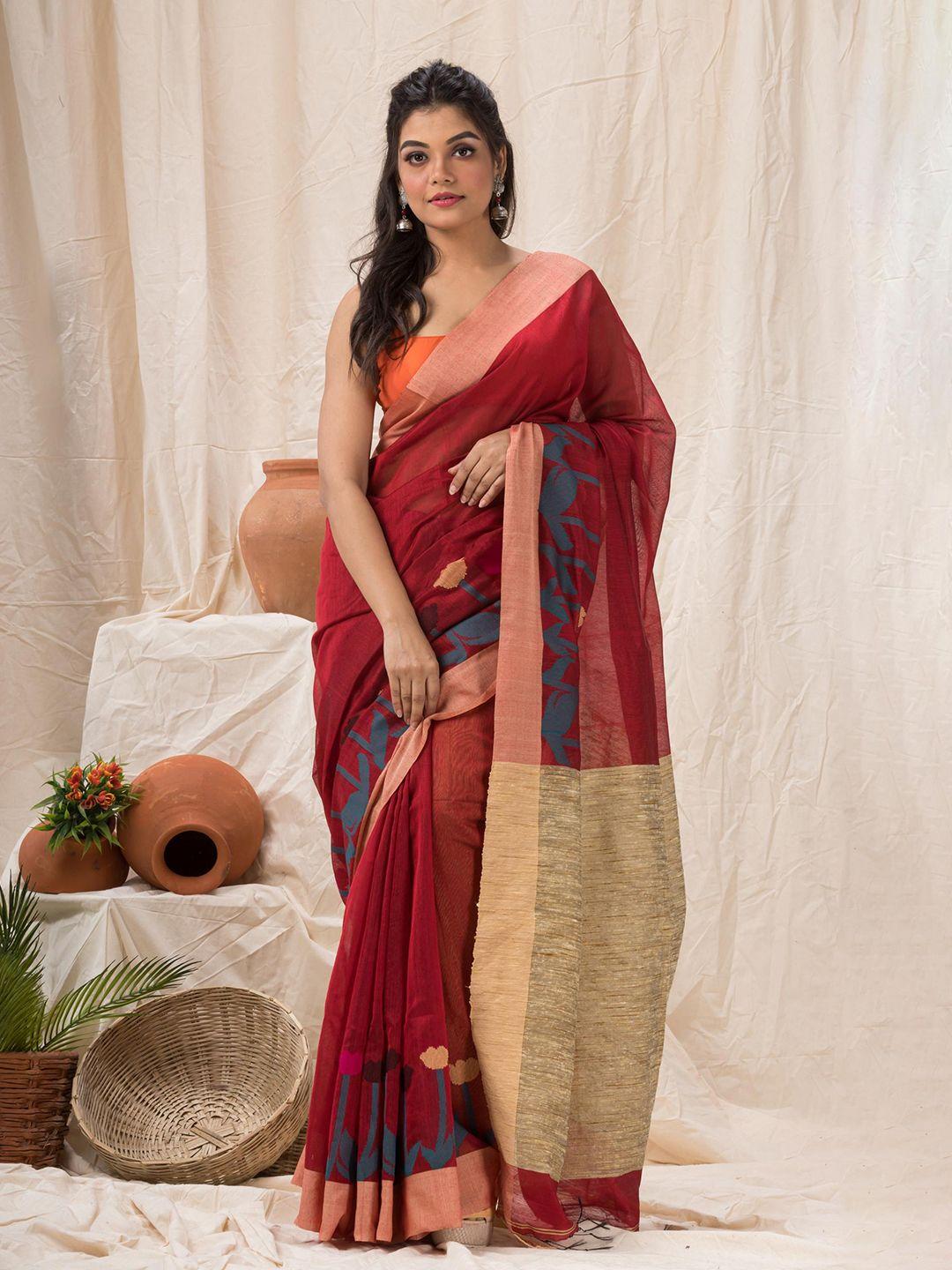 angoshobha ethnic motifs woven design jamdani saree