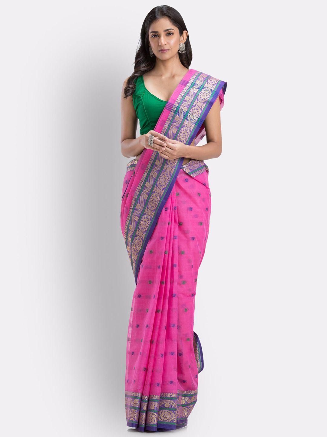 angoshobha ethnic motifs woven design pure cotton taant saree