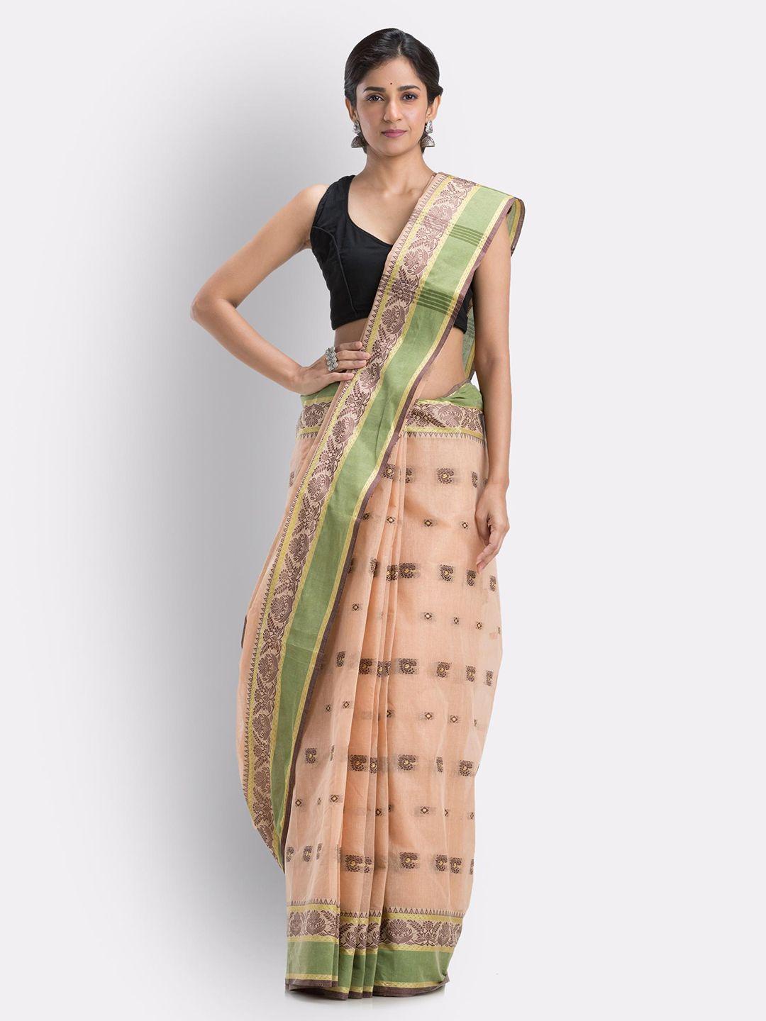 angoshobha ethnic motifs woven design pure cotton taant saree