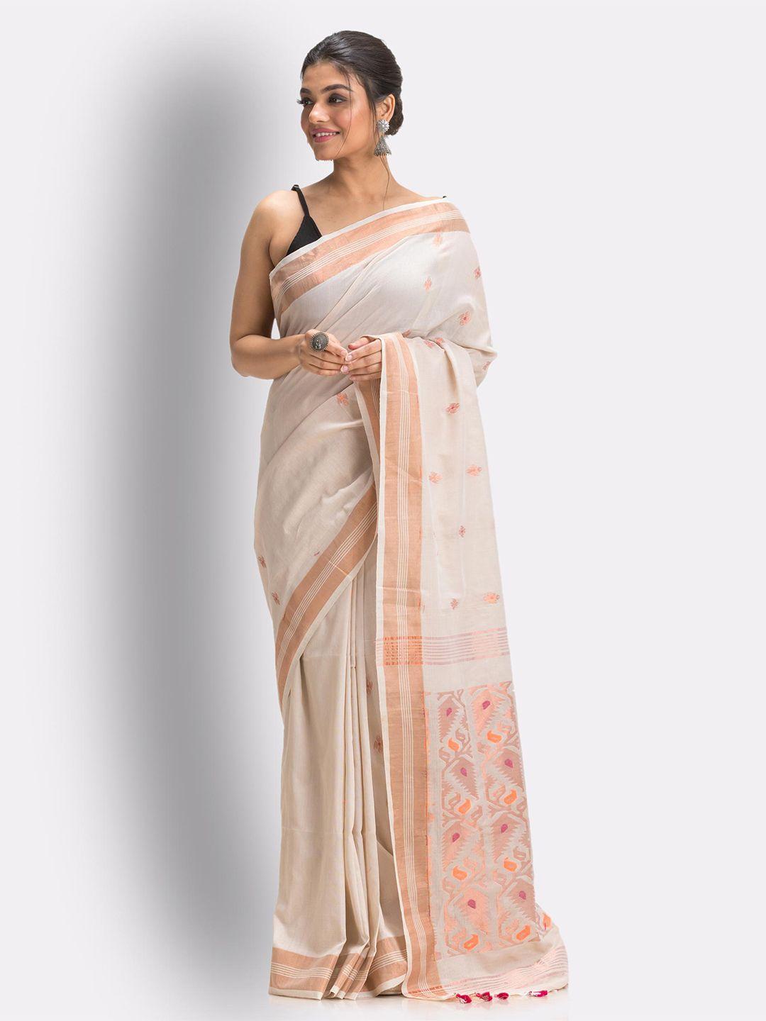 angoshobha ethnic motifs zari pure cotton handloom saree
