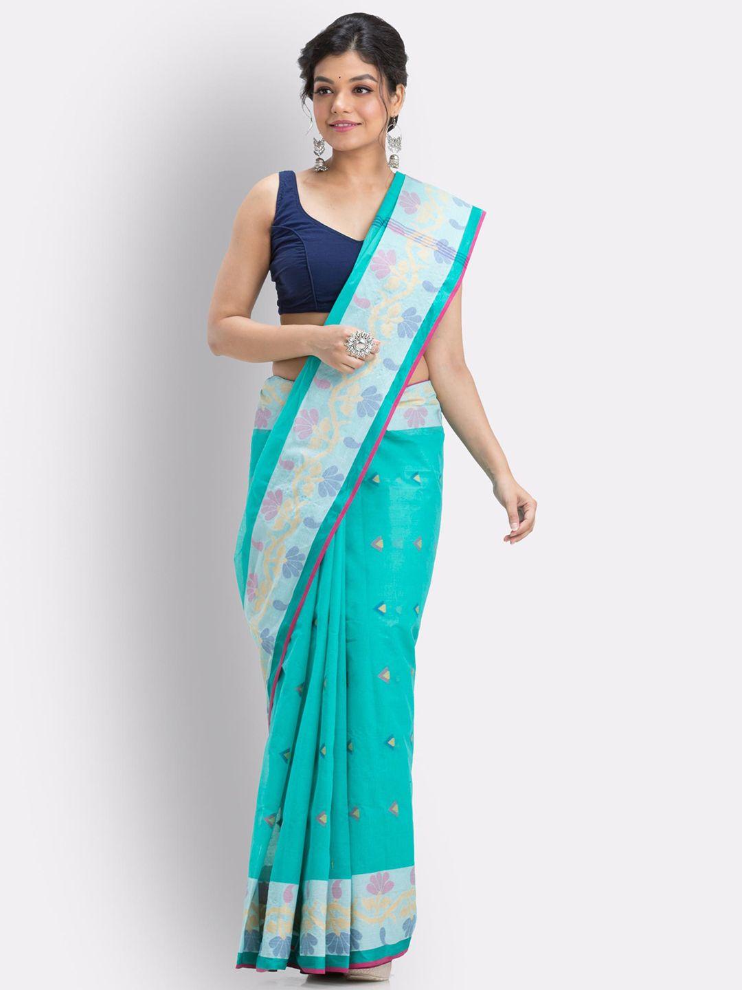 angoshobha floral woven design pure cotton saree