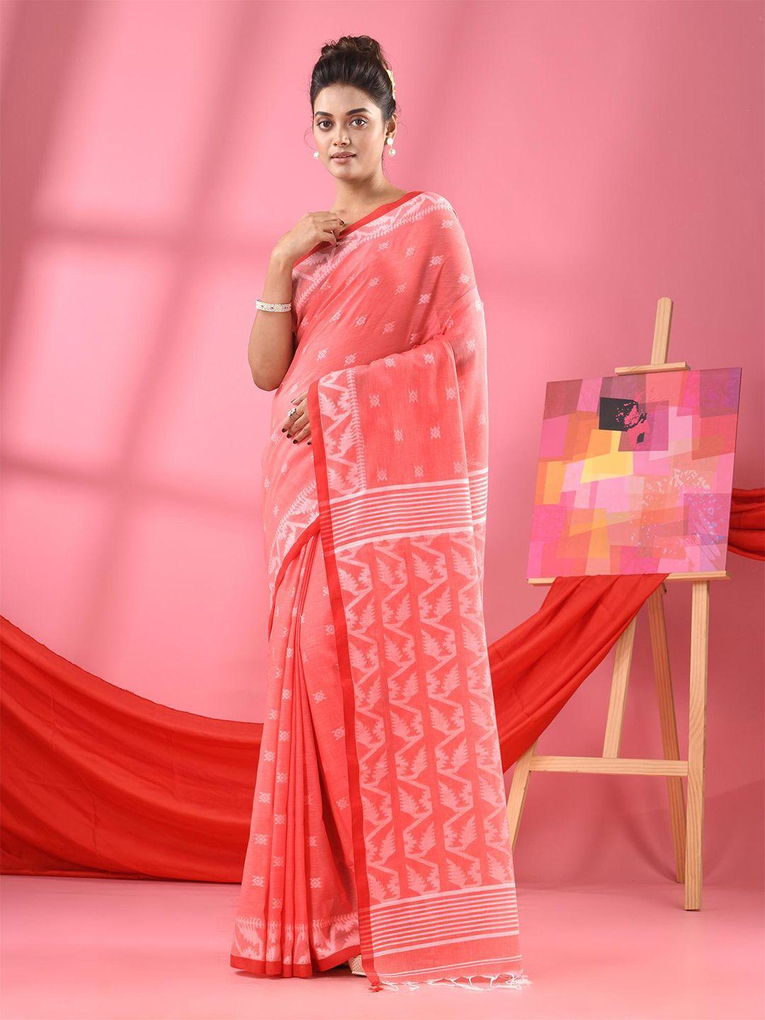 angoshobha floral woven design pure cotton saree