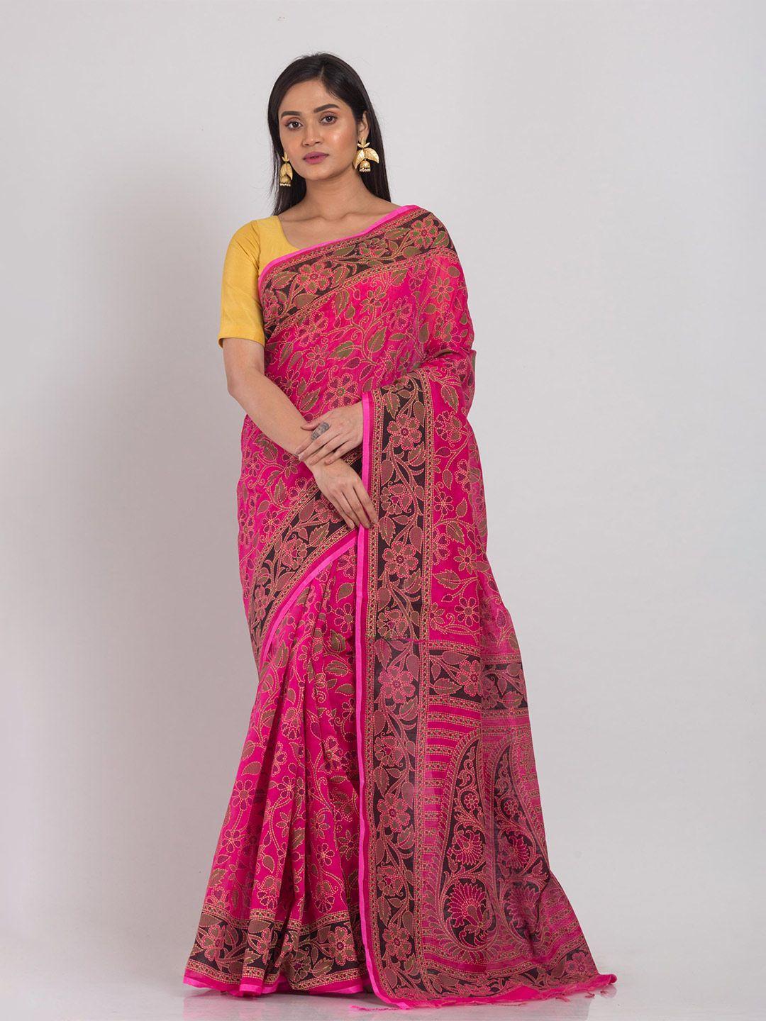 angoshobha floral woven design silk cotton saree