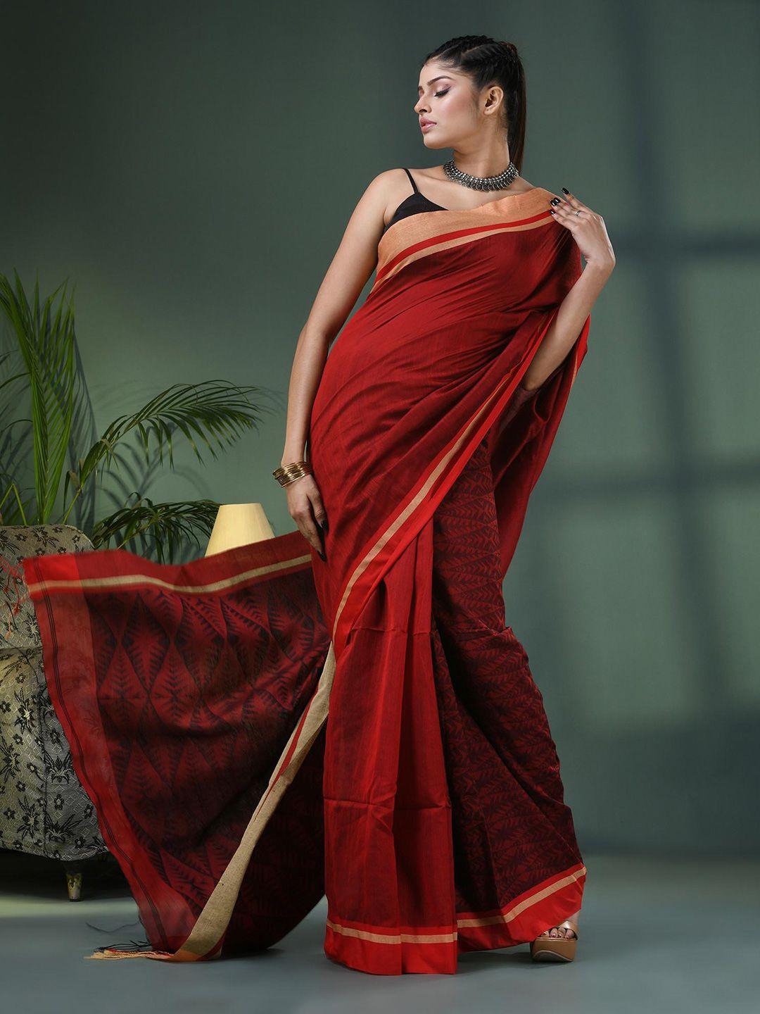 angoshobha geometric printed jacquard saree