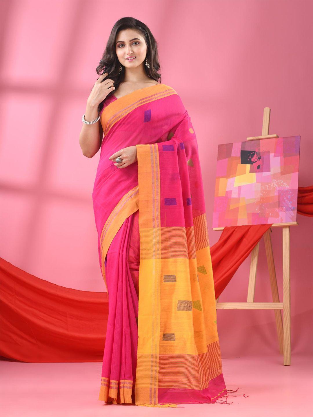 angoshobha geometric woven design handloom saree