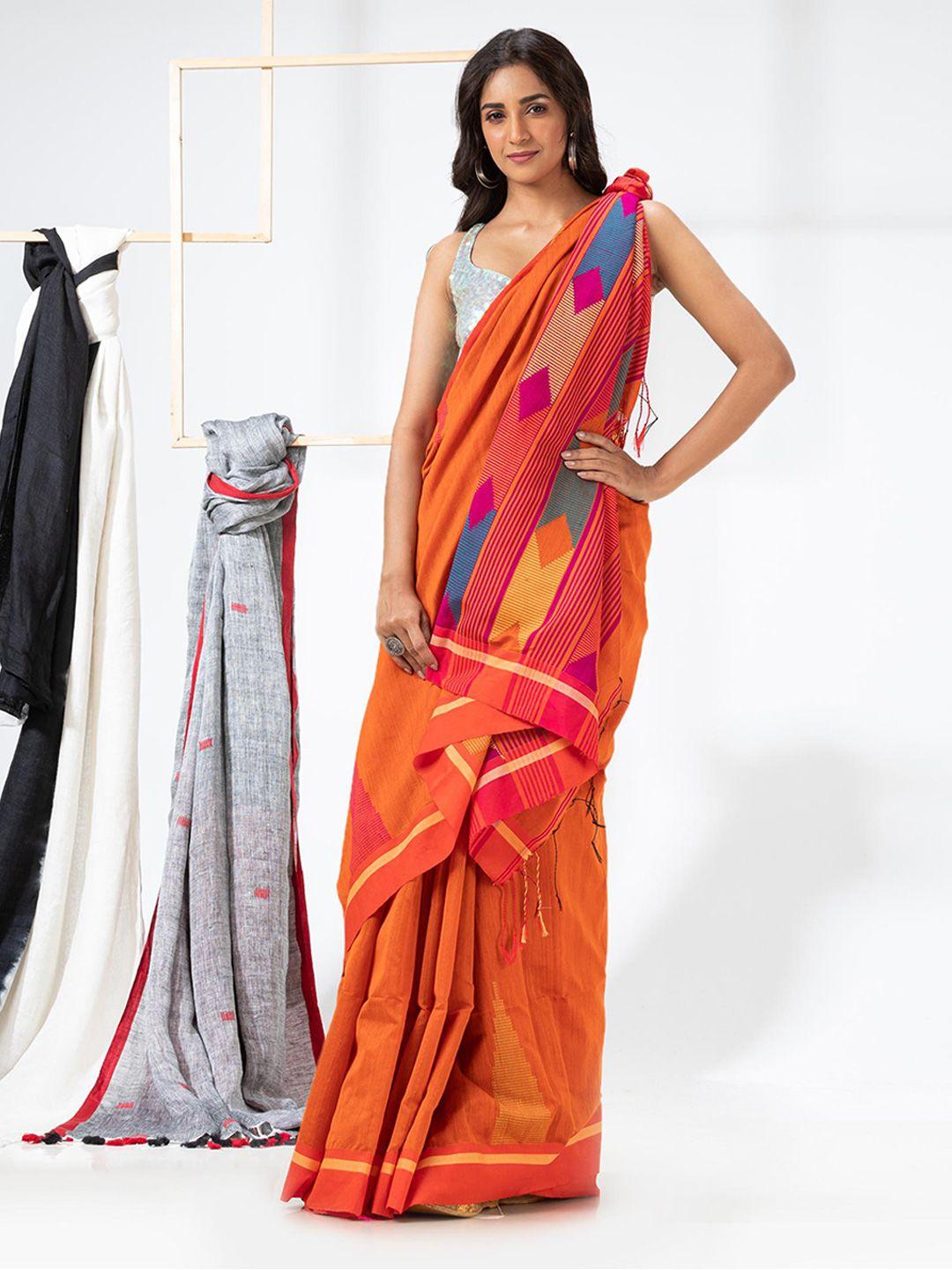 angoshobha geometric woven design jamdani saree