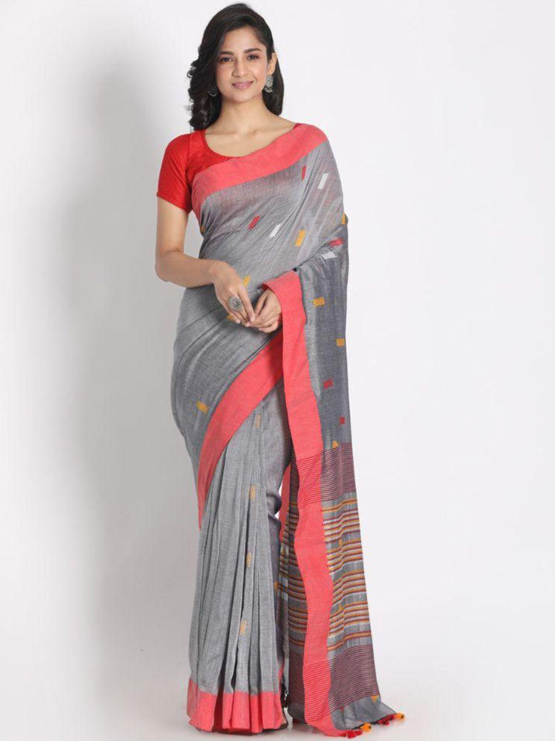 angoshobha geometric woven design pure cotton saree