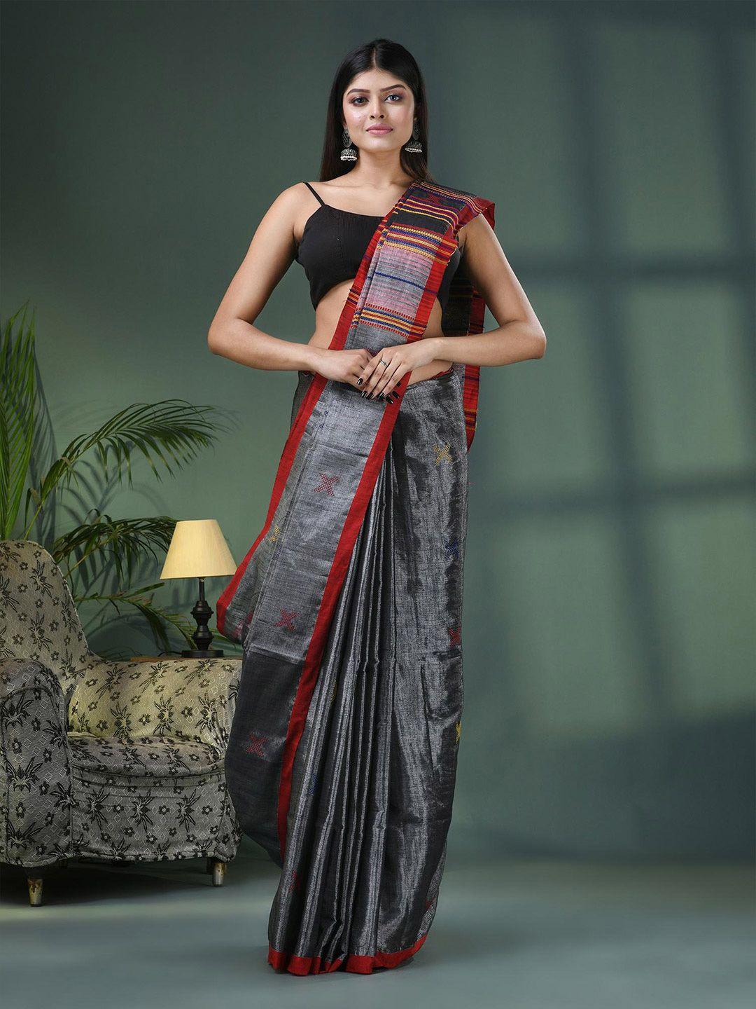 angoshobha geometric woven design pure cotton saree