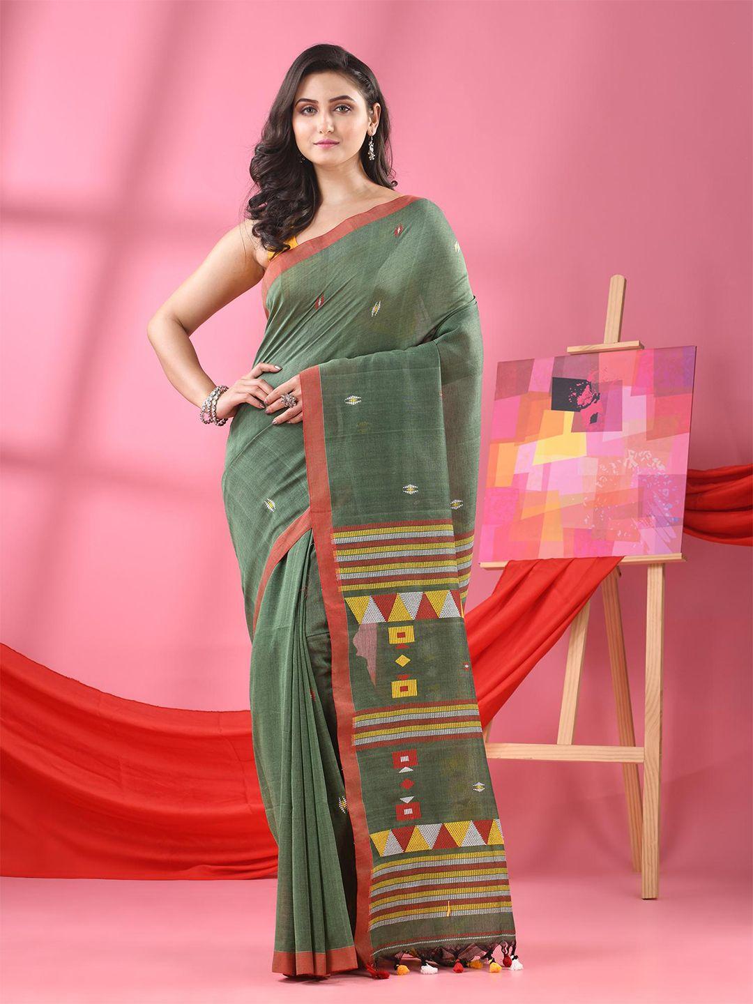 angoshobha geometric woven design pure cotton saree