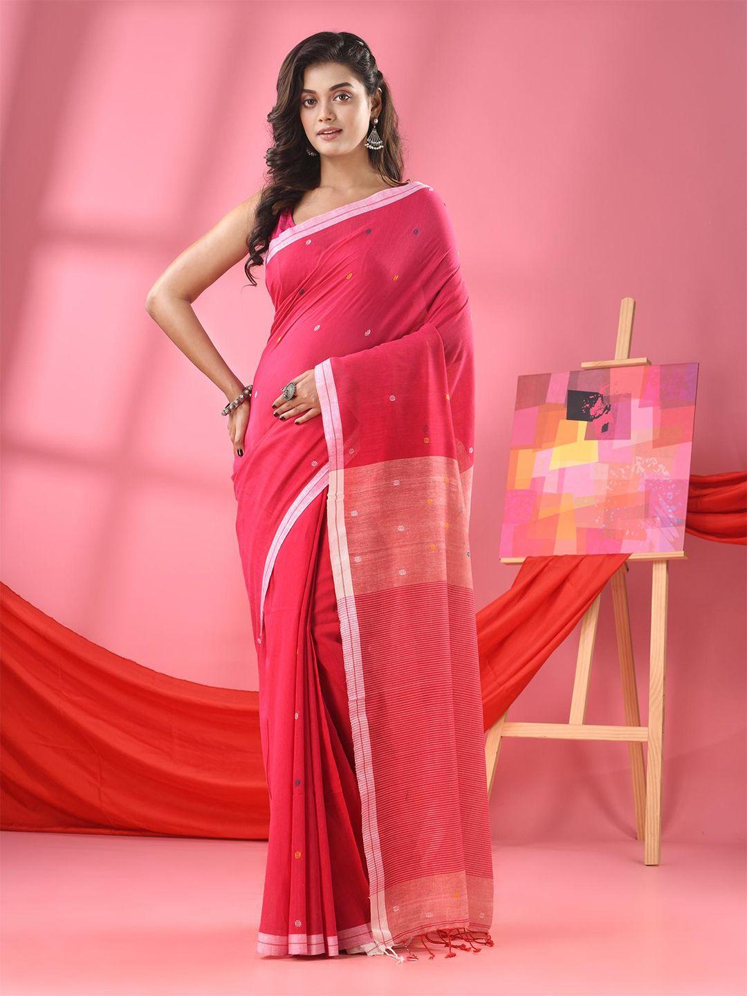 angoshobha geometric woven design pure cotton saree