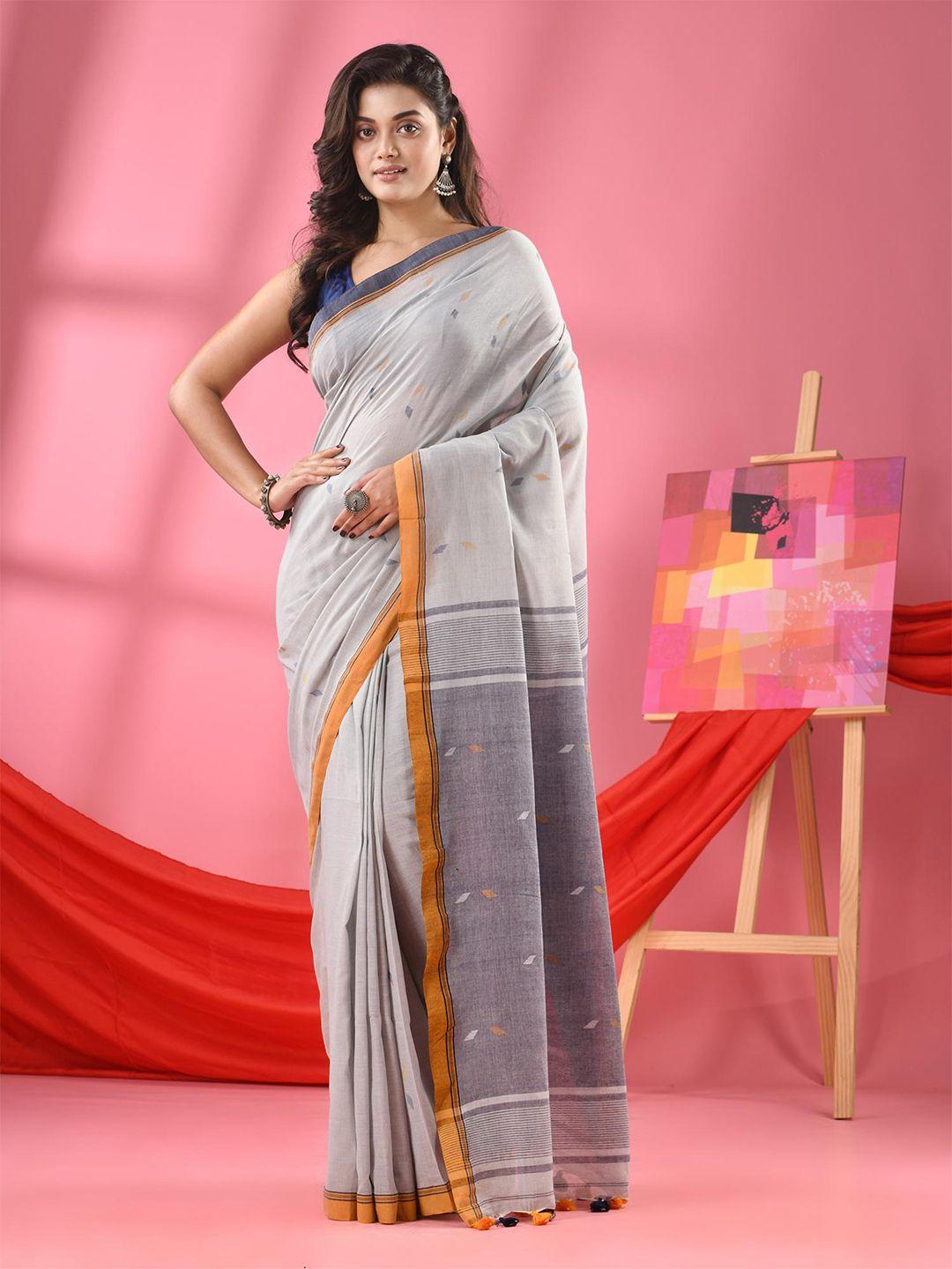 angoshobha geometric woven design pure cotton saree