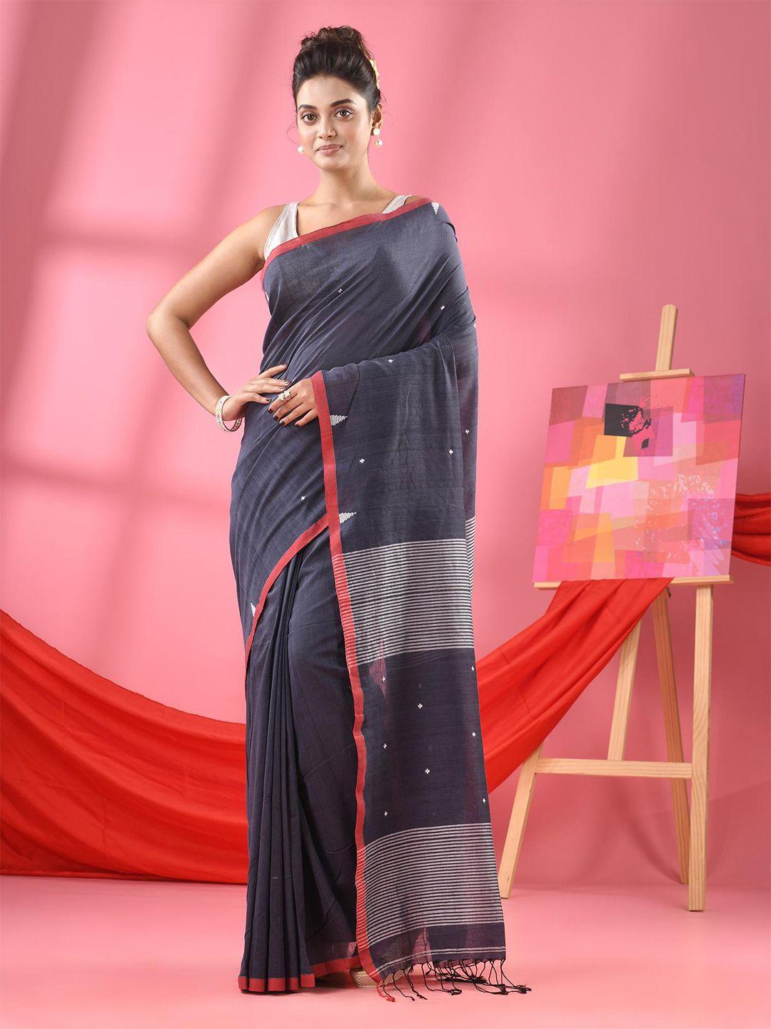 angoshobha geometric woven design pure cotton saree