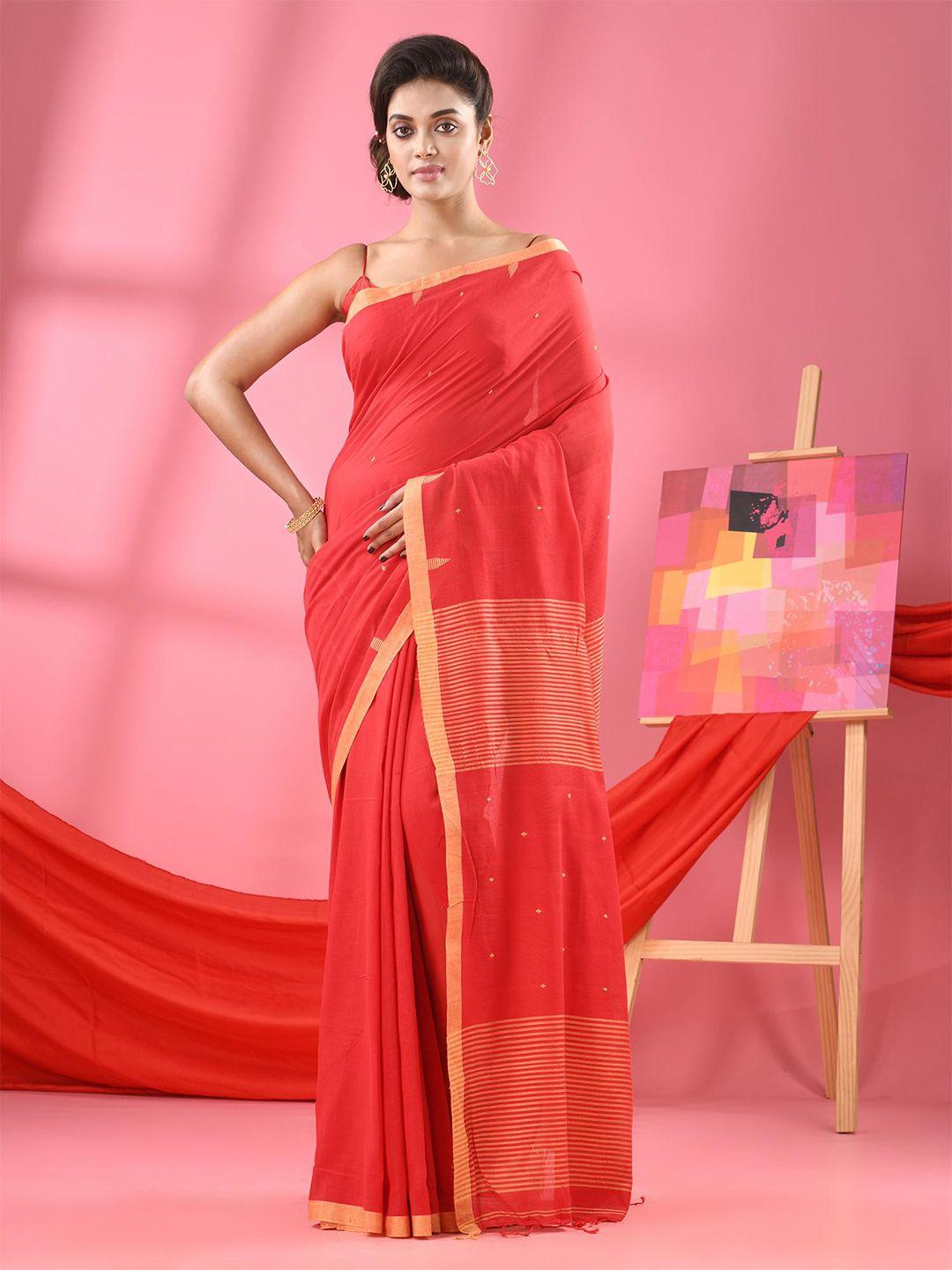 angoshobha geometric woven design pure cotton saree