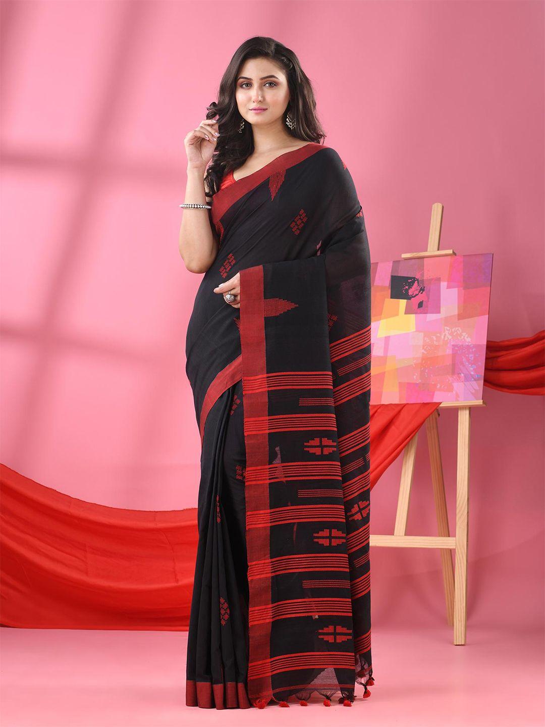 angoshobha geometric woven design pure cotton saree