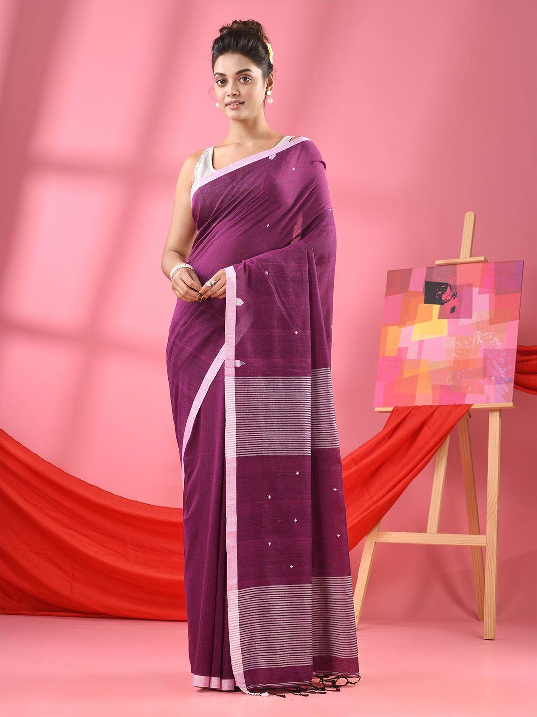 angoshobha geometric woven design pure cotton saree