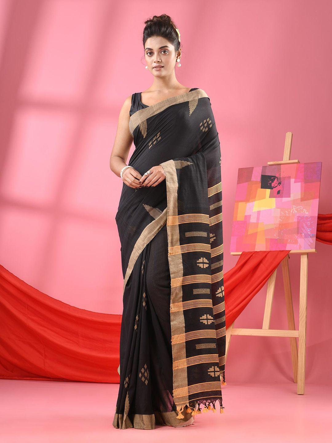 angoshobha geometric woven design zari pure cotton handloom saree