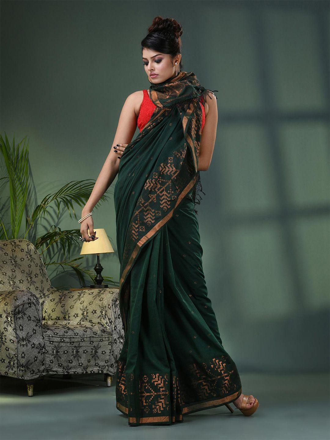 angoshobha geometric woven design zari pure cotton saree