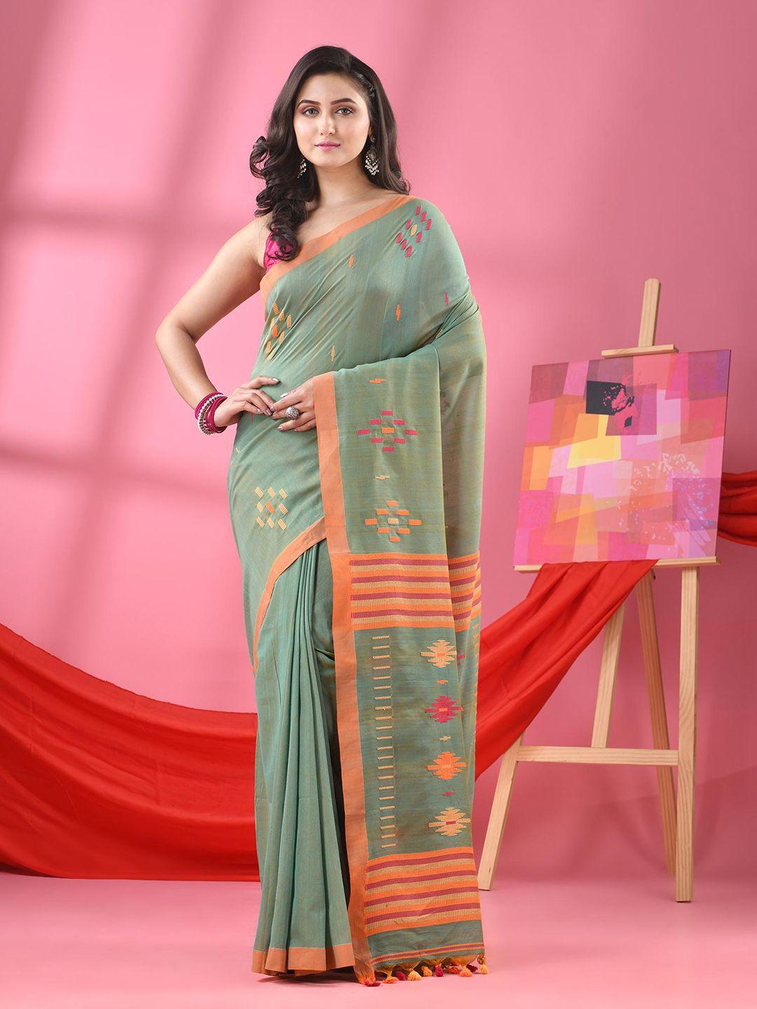 angoshobha geometric woven design zari pure cotton saree