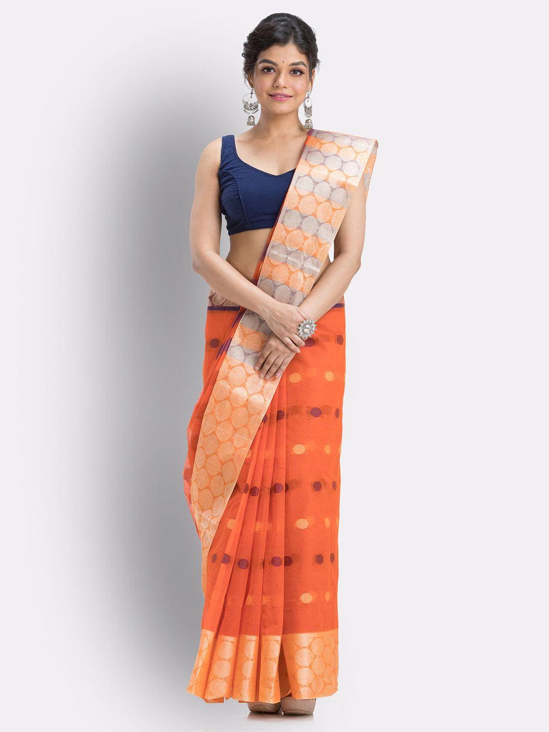 angoshobha geometric zari woven design pure cotton saree