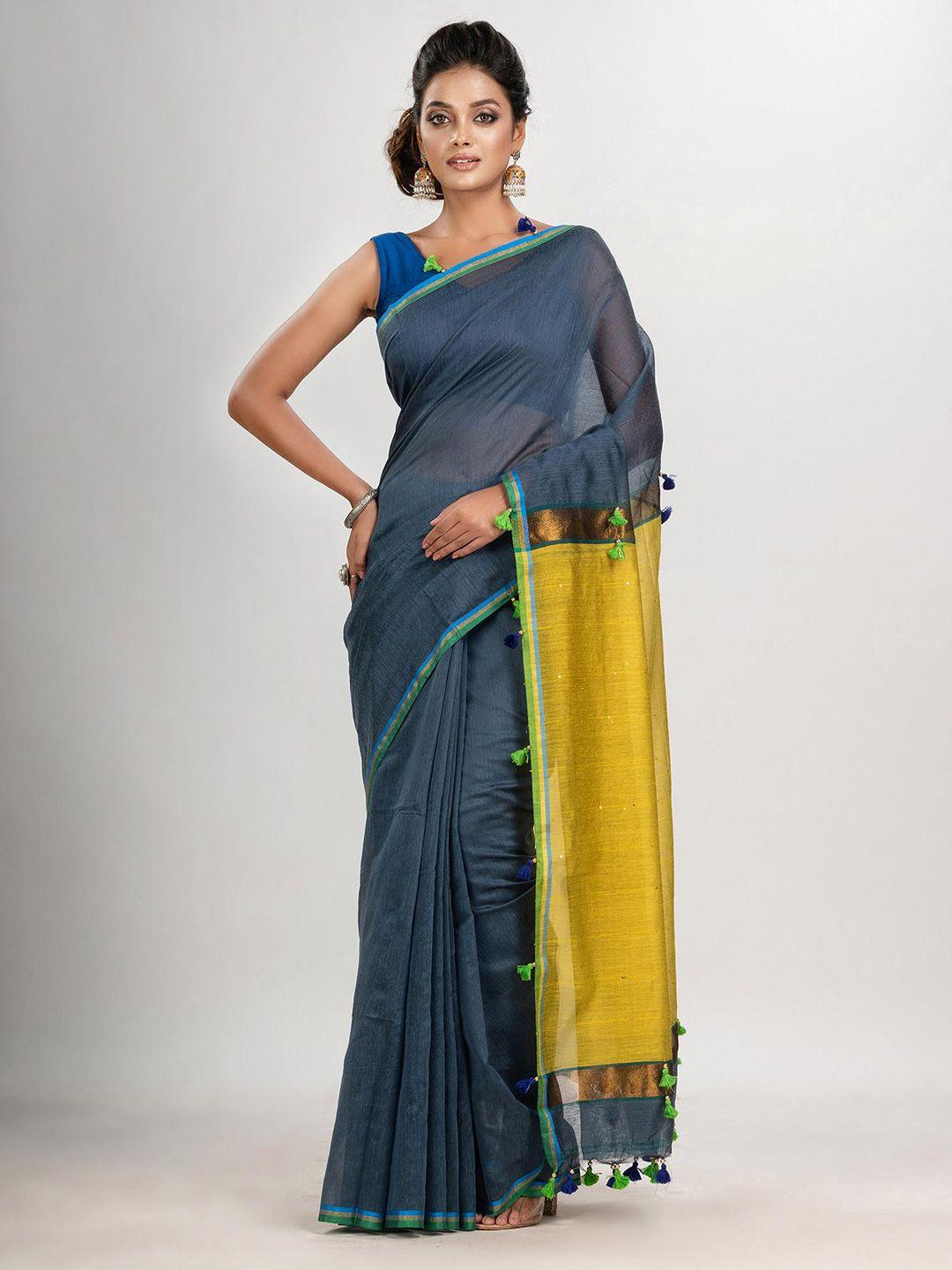 angoshobha grey woven design handloom saree