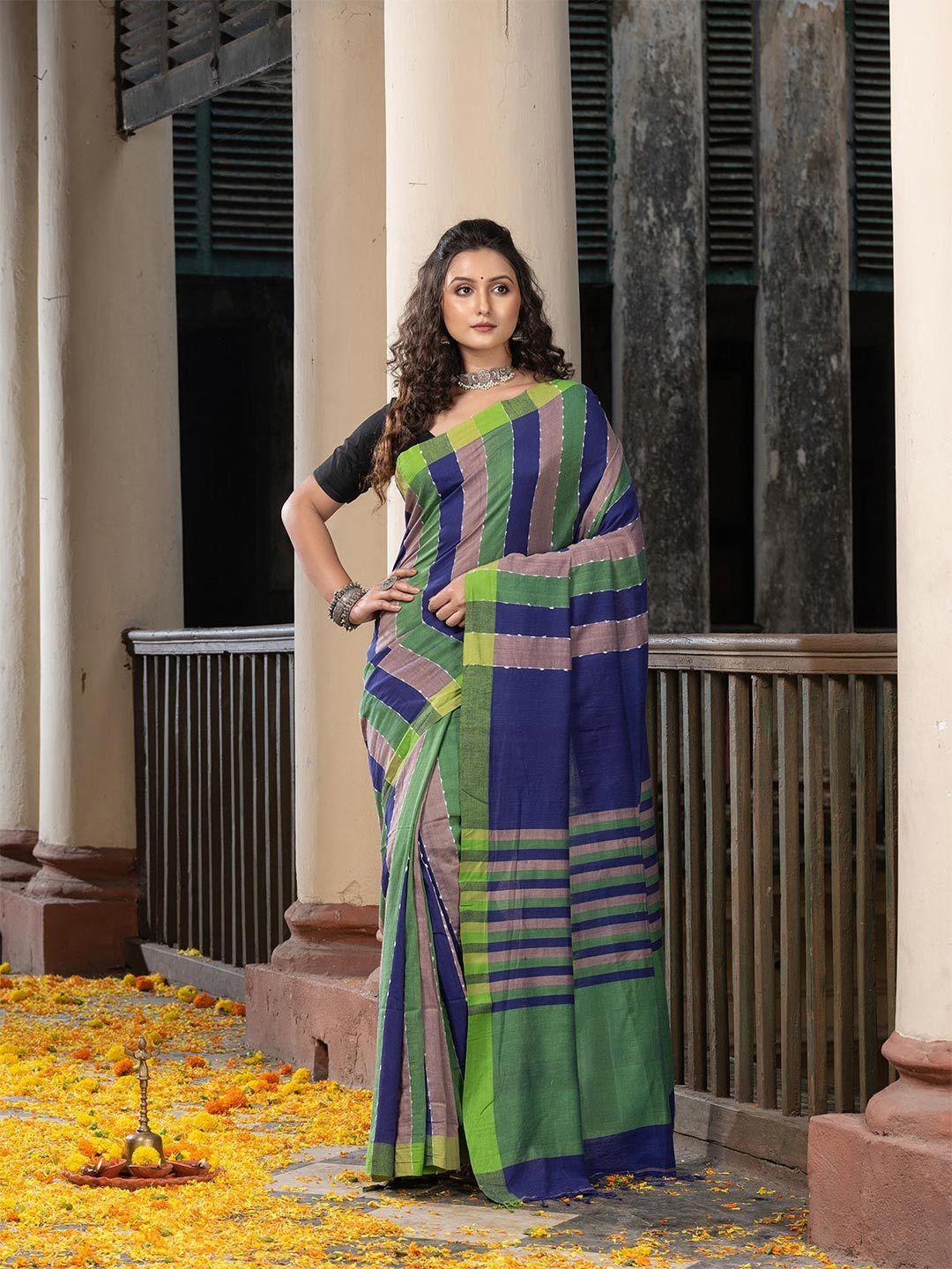 angoshobha multicoloured woven design pure cotton handloom saree