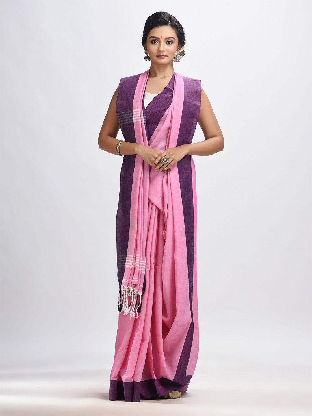 angoshobha pink woven design handloom saree