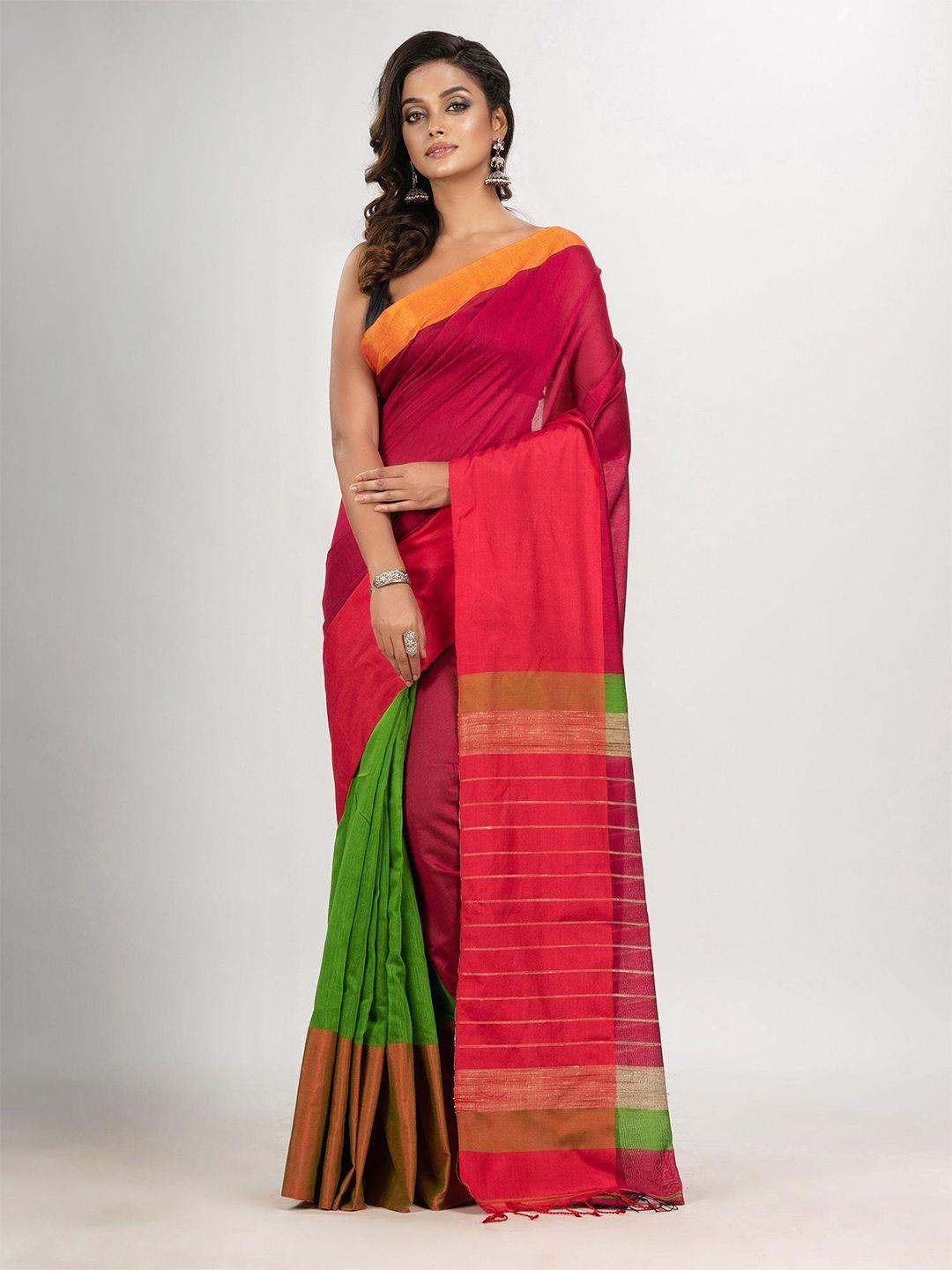 angoshobha pink woven design handloom saree