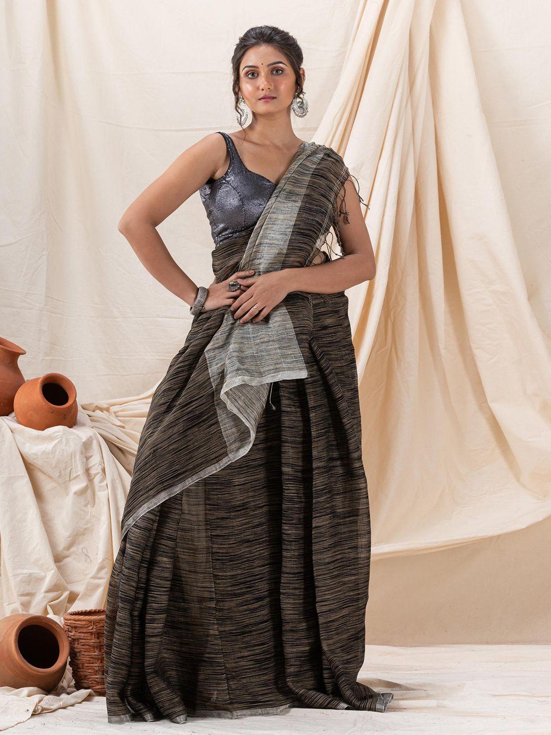 angoshobha pure linen saree