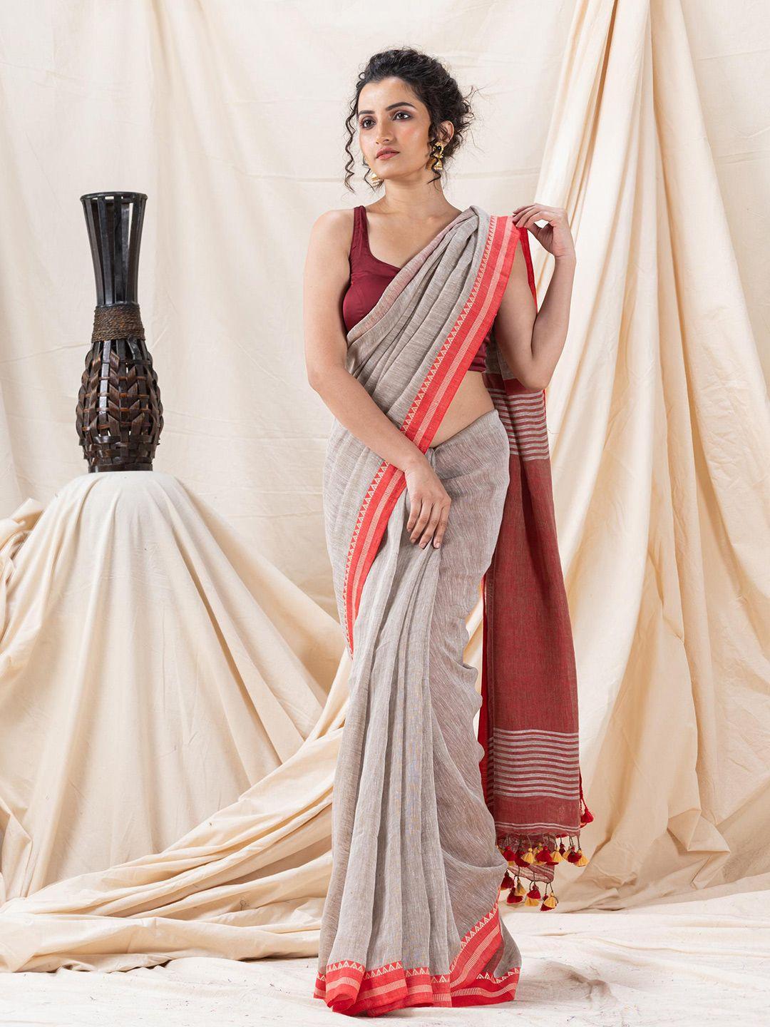 angoshobha pure linen saree