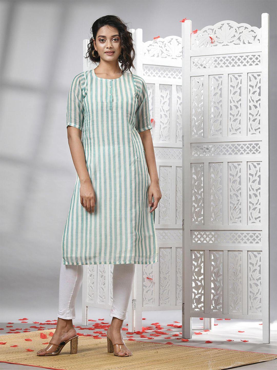 angoshobha striped pure cotton a-line kurta