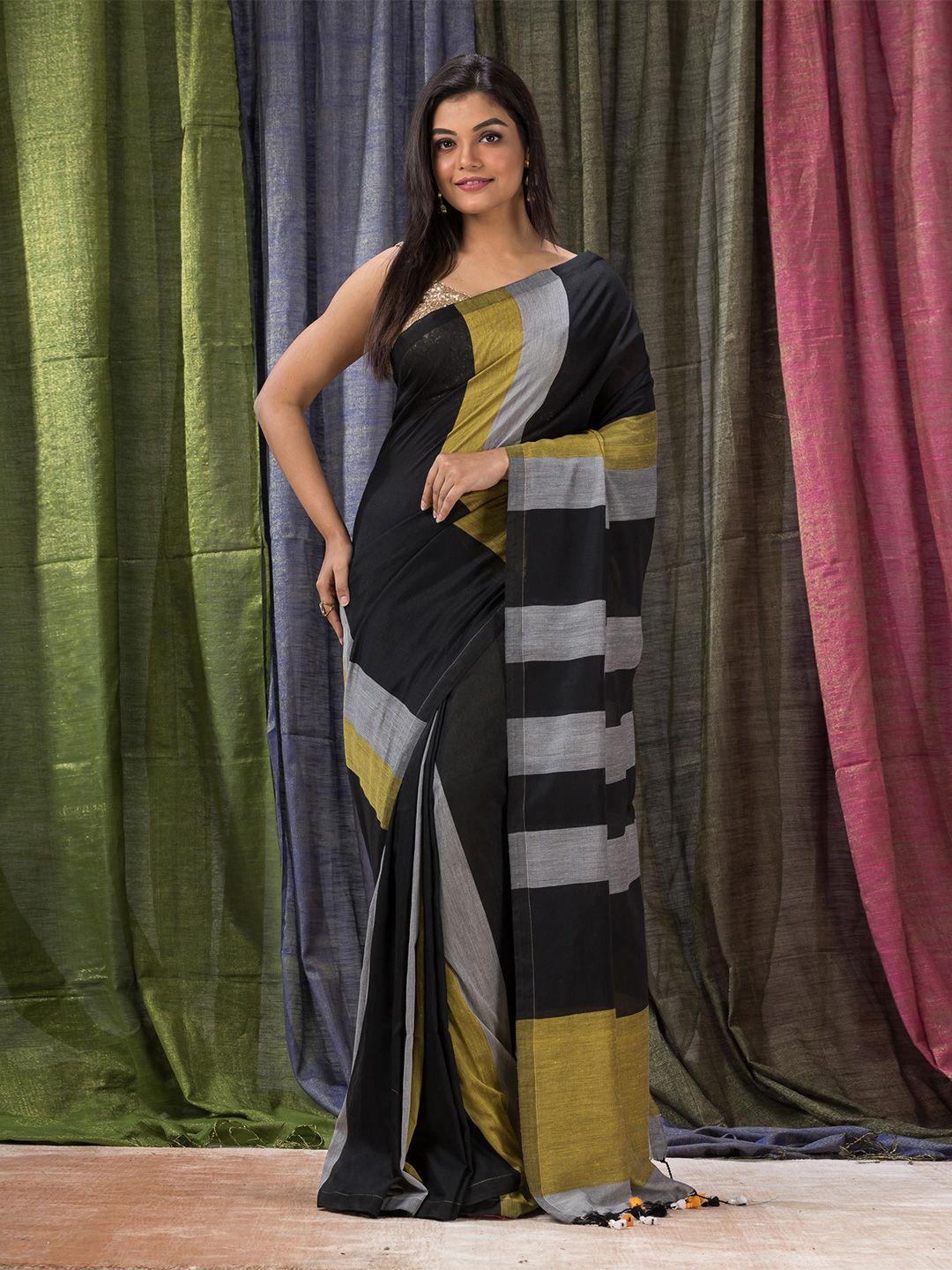 angoshobha striped pure cotton saree