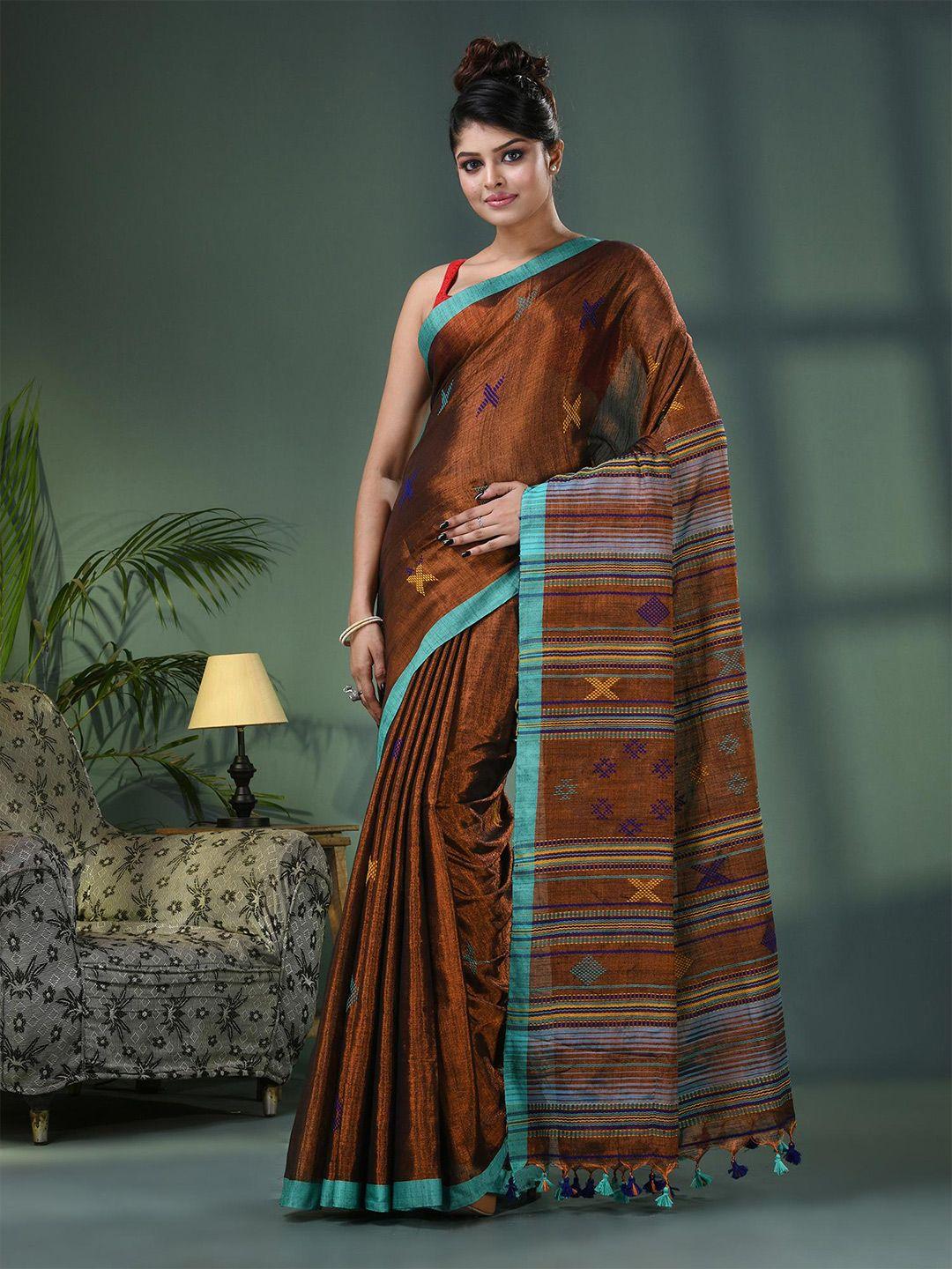 angoshobha striped woven design pure cotton saree