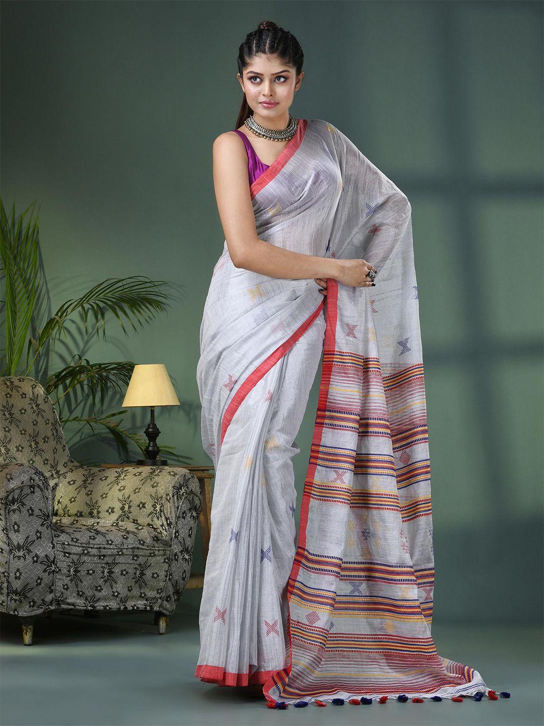 angoshobha striped woven design pure cotton saree