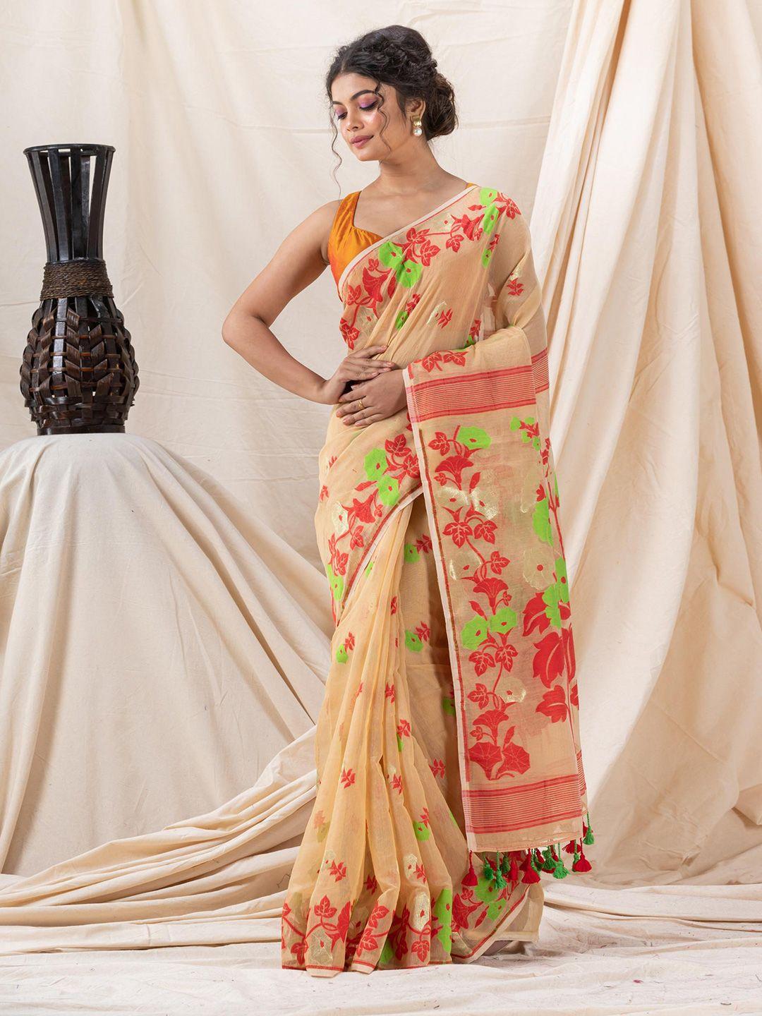 angoshobha tan woven design handloom jamdani saree