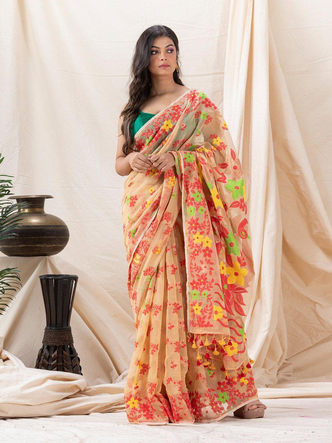 angoshobha tan woven design handloom jamdani saree