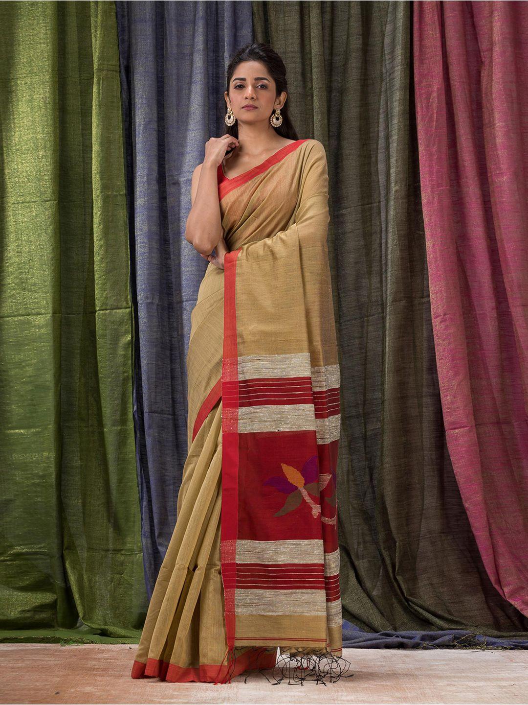 angoshobha tan woven design handloom jamdani saree