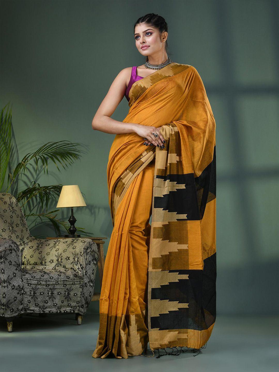 angoshobha temple jacquard border woven design saree