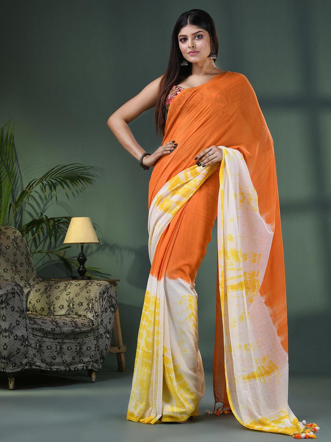 angoshobha tie & dye pure cotton saree