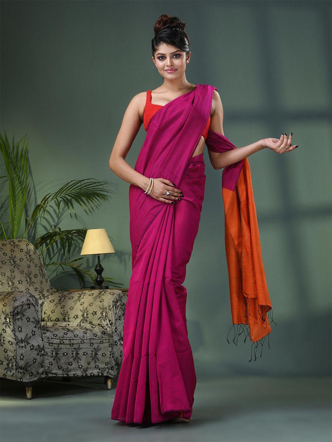 angoshobha woven design colourblocked saree