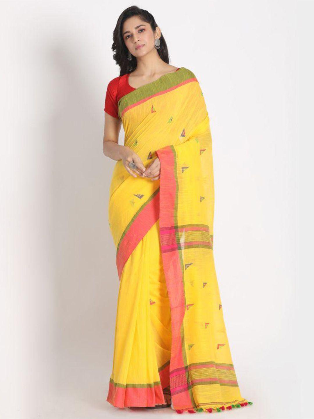 angoshobha woven design printed pure cotton saree