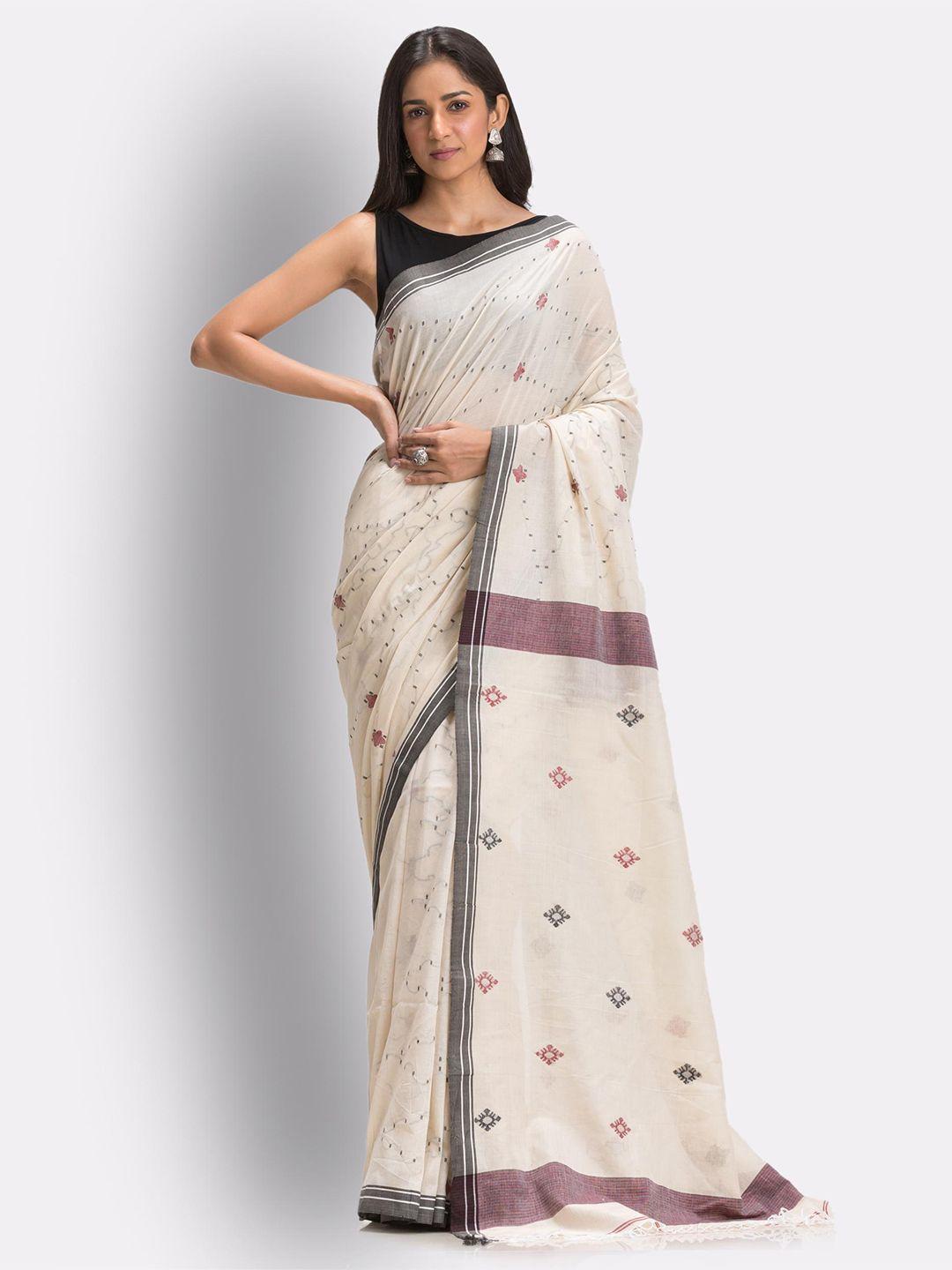 angoshobha woven design pure cotton jamdani saree