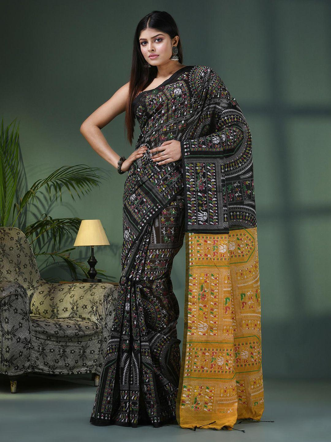 angoshobha woven design warli printed saree