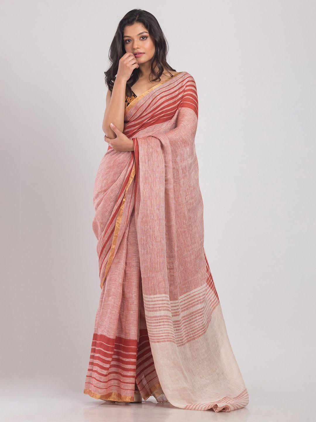 angoshobha zari pure linen saree