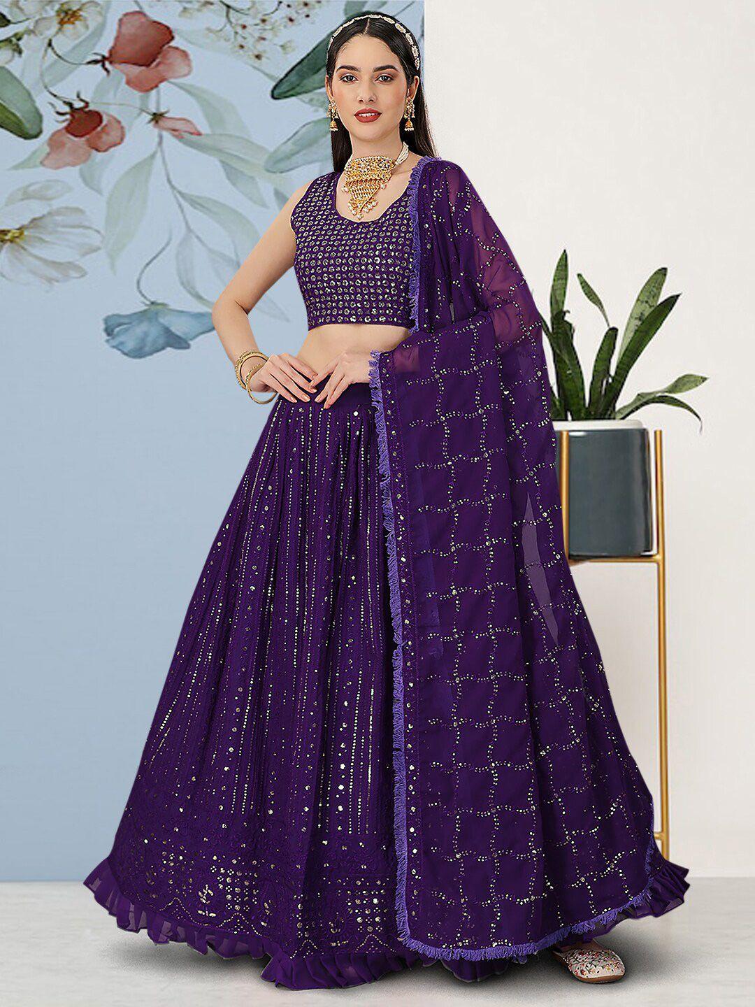 angroop embellished sequinned semi-stitched lehenga & unstitched blouse with dupatta